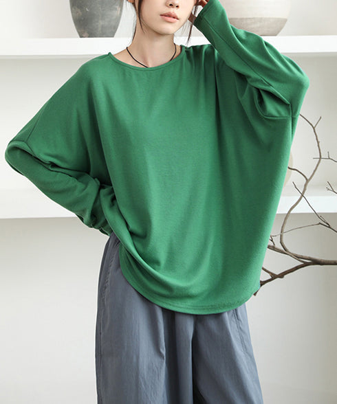 ドルマンスリーブロンTゆったりカットソー レディース オーバーサイズロングTシャツ 落ち感秋服 大人可愛いプルオーバー クルーネックトップス長袖 抜け感体型カバー 2SHENSHI-002